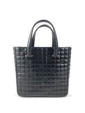 Chanel Handbag Logo CC Choco Bar Leather Black